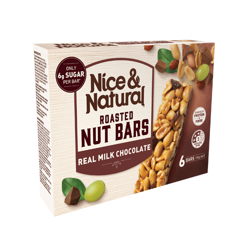 Nice and Natural Roasted Nut Bar Milk Chocolate (6 bars) 192g