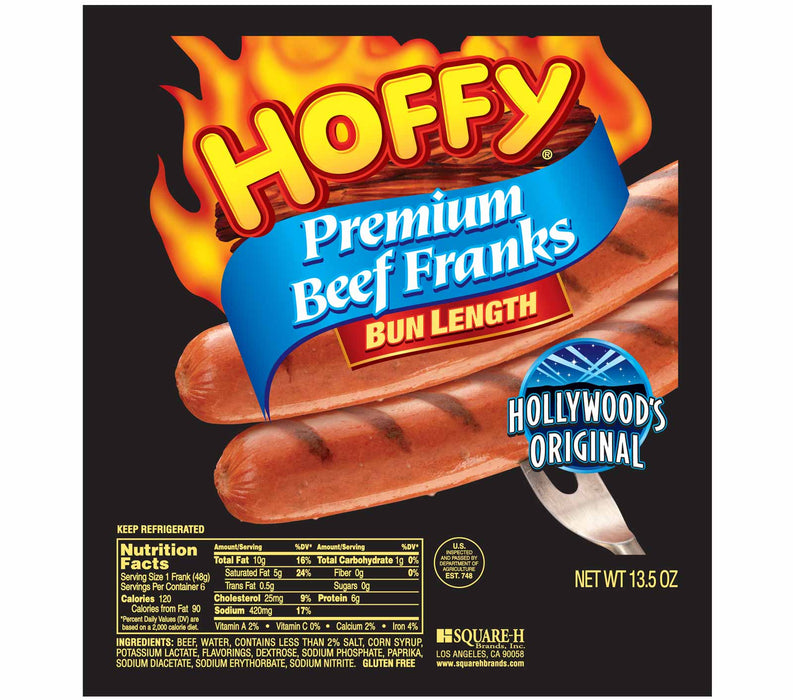 Hoffy Premium Beef Franks (Bun Length) 13.5oz