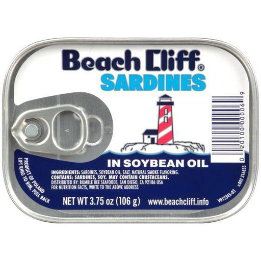 BEACH CLIFF SARDINE S/BEAN OIL 3.75 OZ - MADPACIFIC